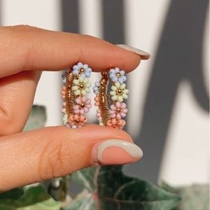 earrings, stainless steel,  flower